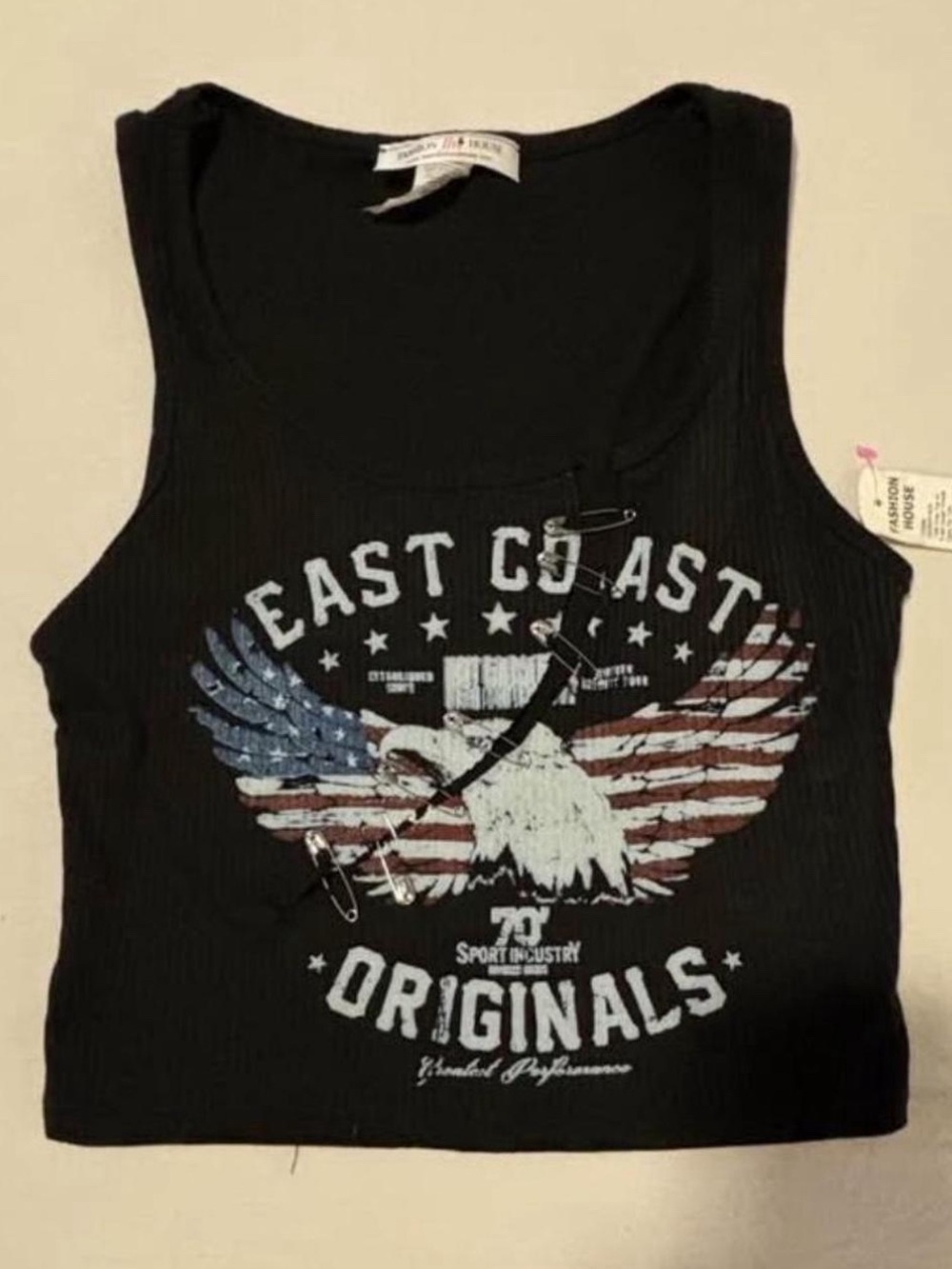 East Coast Originals Black Graphic Tank with American Eagle